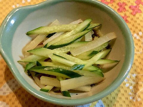 簡単副菜＊ヤーコンときゅうりの酢醤油和え